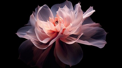  a pink flower with a black background is seen in this image.  generative ai