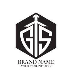 GS letter logo with knife sign logo design vector,monogram logo, business logo, icon shape logo, poligon logo template.