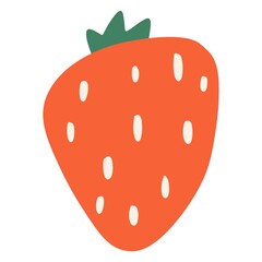 Obraz premium Hand drawn abstract red white and green cartoon strawberry vector illustration icon modern design cute fruit symbol drawing isolated background object