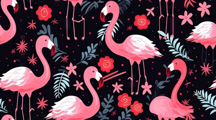  a group of pink flamingos standing next to each other.  generative ai
