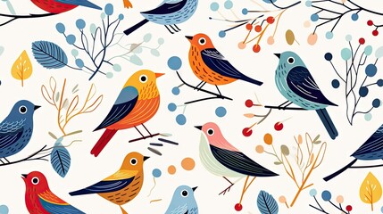  a group of birds sitting on top of a tree branch.  generative ai