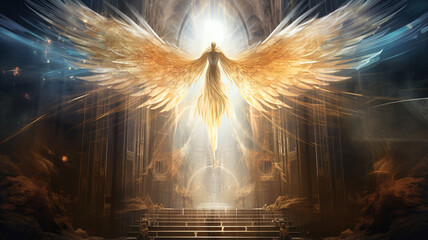 Huge archangel in the sky - obrazy, fototapety, plakaty
