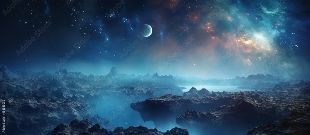 Canvas Prints earth in front of the milky way galaxy ai image