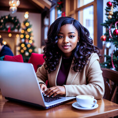 woman with laptop and coffee