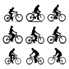 Fototapeta premium set of silhouettes of bicycles