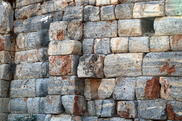Background old wall made of stone with copy space for text or image.