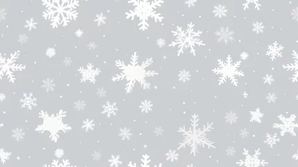 Foto op Aluminium  a gray and white snowflake pattern with white snow flakes.  generative ai © Anna