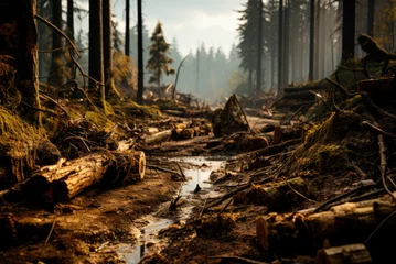 Fotobehang Deforestation of the pine forest © Sunshine