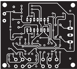 Tracing the conductors of the printed circuit board
of an electronic device. Vector engineering 
drawing of a pcb. Electric background