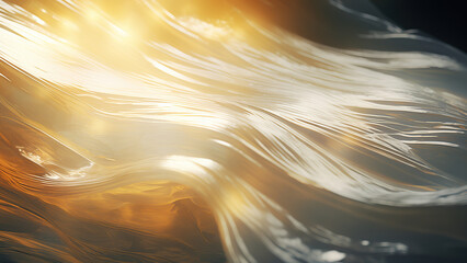 Abstract background with lines and waves in blue and gold tones.
