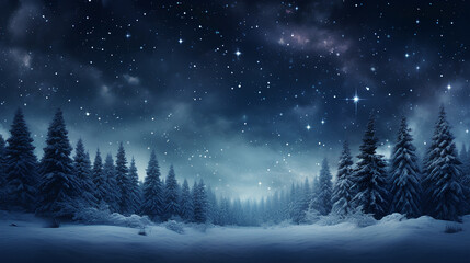 winter night landscape. snowy forest and fir branches.	 - obrazy, fototapety, plakaty