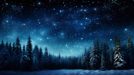 winter night landscape. snowy forest and fir branches.	
