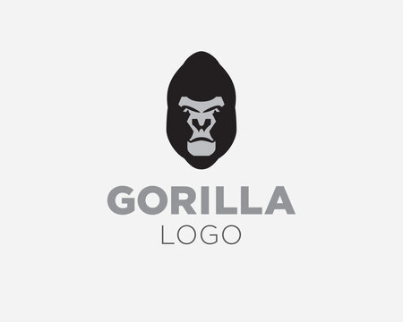 Gorilla head logo template. Gorilla head icon. Ape head creative vector graphic symbol. Head of an ape logo. Wild gorilla face logo template isolated on white background.