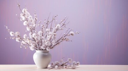  a white vase filled with white flowers on a wooden table.  generative ai