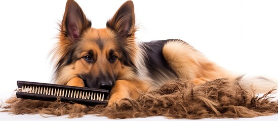 German Shepherd dog hair brushed with a slicker brush