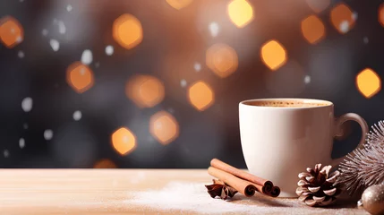 Zelfklevend Fotobehang christmas composition with hot chocolate  © EvhKorn