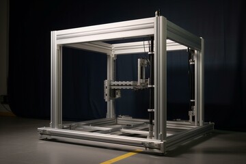 Aluminium machine frame - sealed virtual prototype. Generative AI