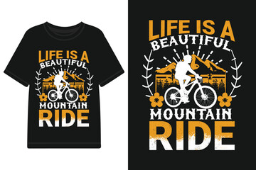 ''Life is a beautiful ride'' t shirt, Apparel design and textured lettering. typography, Vector print, poster, emblem.