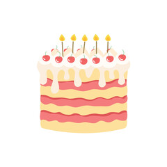 Birthday cake with candles. Birthday cake sticker. 