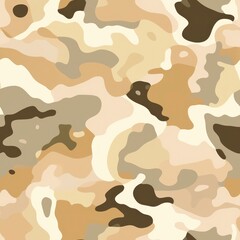 Abstract Shapes Seamless Camouflage in Desert Tones AI Generated