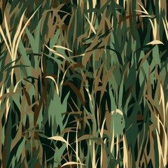 Camouflage Pattern Inspired by Water Reeds in Marshland Colors AI Generated