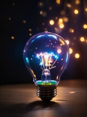 A Color Photo of a Glowing Bulb with Dazzling Sparks