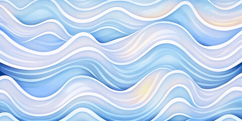 Pool water wave, ocean waves background illustration. Blue, teal, turquoise happy cartoon wave for pool party or ocean beach cruise travel. Wavy web mobile banner, watercolor copy space backdrop