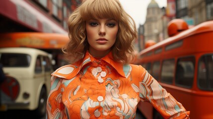 Swinging London in the 60s with a primary focus on full-bodied female model