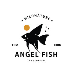 vintage retro hipster Angel fish logo vector silhouette art icon for livestock  - obrazy, fototapety, plakaty