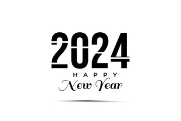 Happy New Year 2024 creative trendy text typography design