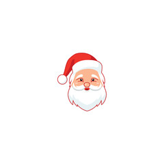 A delightful icon of Santa Claus face. With a warm smile, classic red hat. Perfect for adding a touch of Christmas spirit to graphics, cards, websites, and apps. Vector icon illustration template