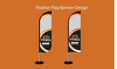 Fitness feather flag design - obrazy, fototapety, plakaty