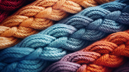 Close-up of colorful knitted textiles
