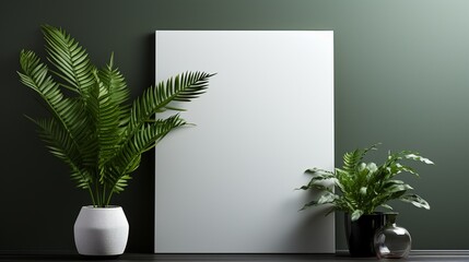 room with plant and wall mock up Created with AI 