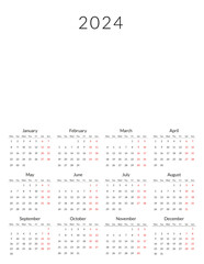 2024 calendar template with a place for your photos