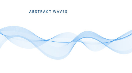 Abstract vector background with blue wavy lines. Blue wave background. Blue lines vector illustration. Curved wave. Abstract wave element for design.