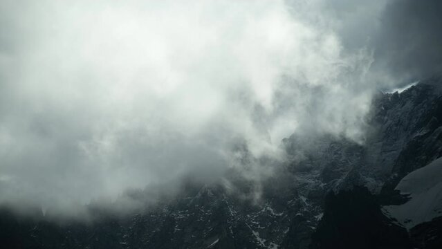 View over the French Alps around Mont Blanc above Chamonix Time-Lapse