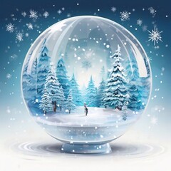 Fototapeta na wymiar blue christmas now globe with snow