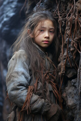 Poignant portrayal of a young Asian girl amidst the harsh realities of mountain poverty.