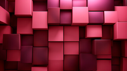 Colorful cubic 3d shape texture background. Raspberry pink and dark chocolate color palette