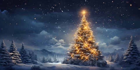 Fotobehang Christmas tree, generative AI © progressman