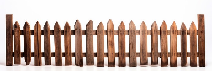Wooden Horse Fence, Isolated on a White Background, Frontal View, Providing a Classic and Functional Boundary for Equestrian Environments