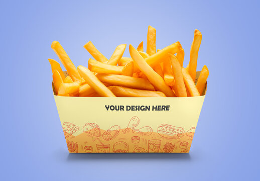 Box With French Fries Mockup