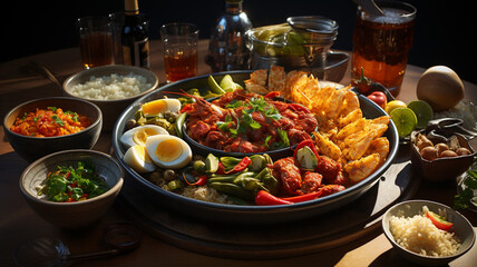 Typical Spanish food and products, delicious aromas and colours