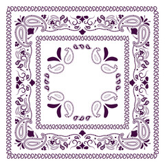 White bandana kerchief paisley fabric patchwork abstract vector seamless pattern.
