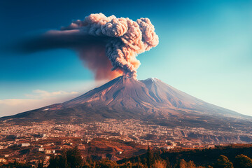 Mount Etna Volcano in Sicily Italy Ai image - obrazy, fototapety, plakaty