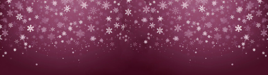 Fototapeta na wymiar Christmas, advent, winter, white fallen snowflakes, purple background banner, greeting card