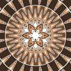 Centric pattern with a stylized star. Brown color palette. Vector illustration