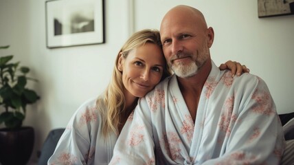 Couple in bathrobes