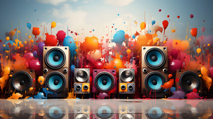 abstract music background with speakers
